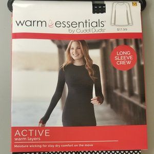 Cuddl Duds ACTIVE Crew Top Geo Stripes Black White